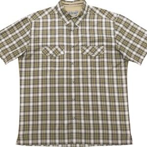 KUHL Mens Plaid Short Sleeve Pearl Snap Button Up Shirt Outdoor Western Size XL